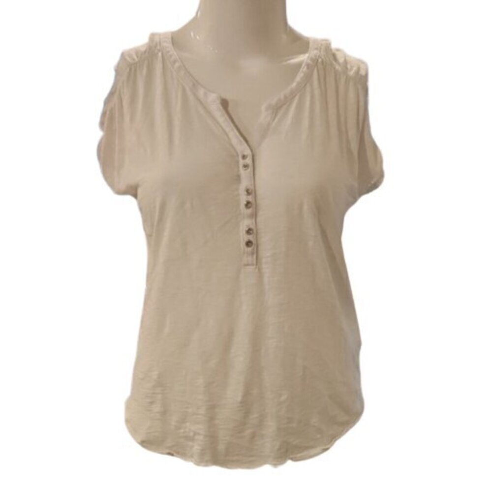 [Lucky Brand] White Half Button Down Top - Size XL